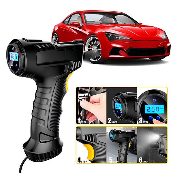 Compresor portabil multifunctional, 12V, 10 bari, afișaj digital LED, alimentare la bricheta masinii